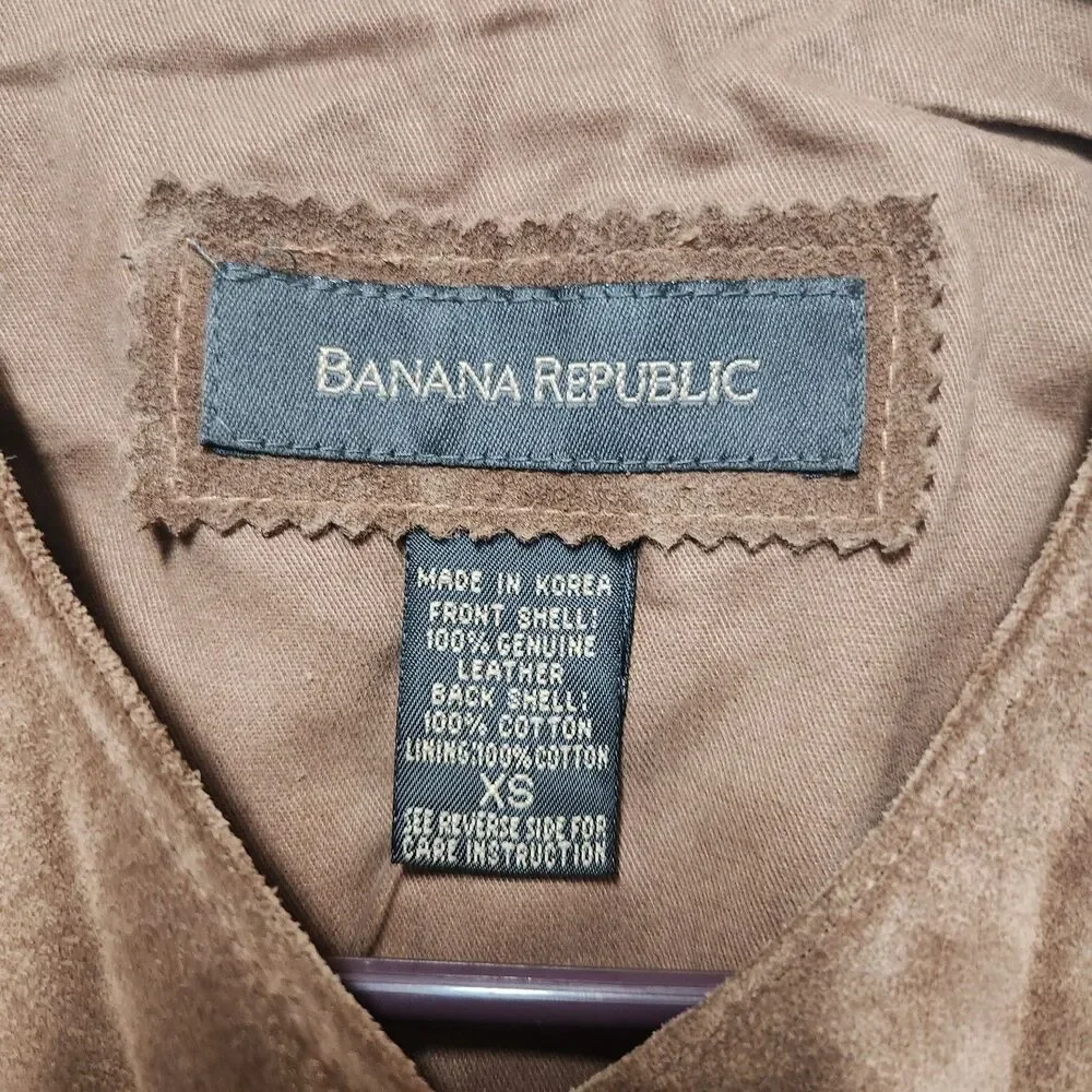 Nwt Vintage Banana Republic 100% Leather Suede Brown Vest Men's Unisex XS 90's